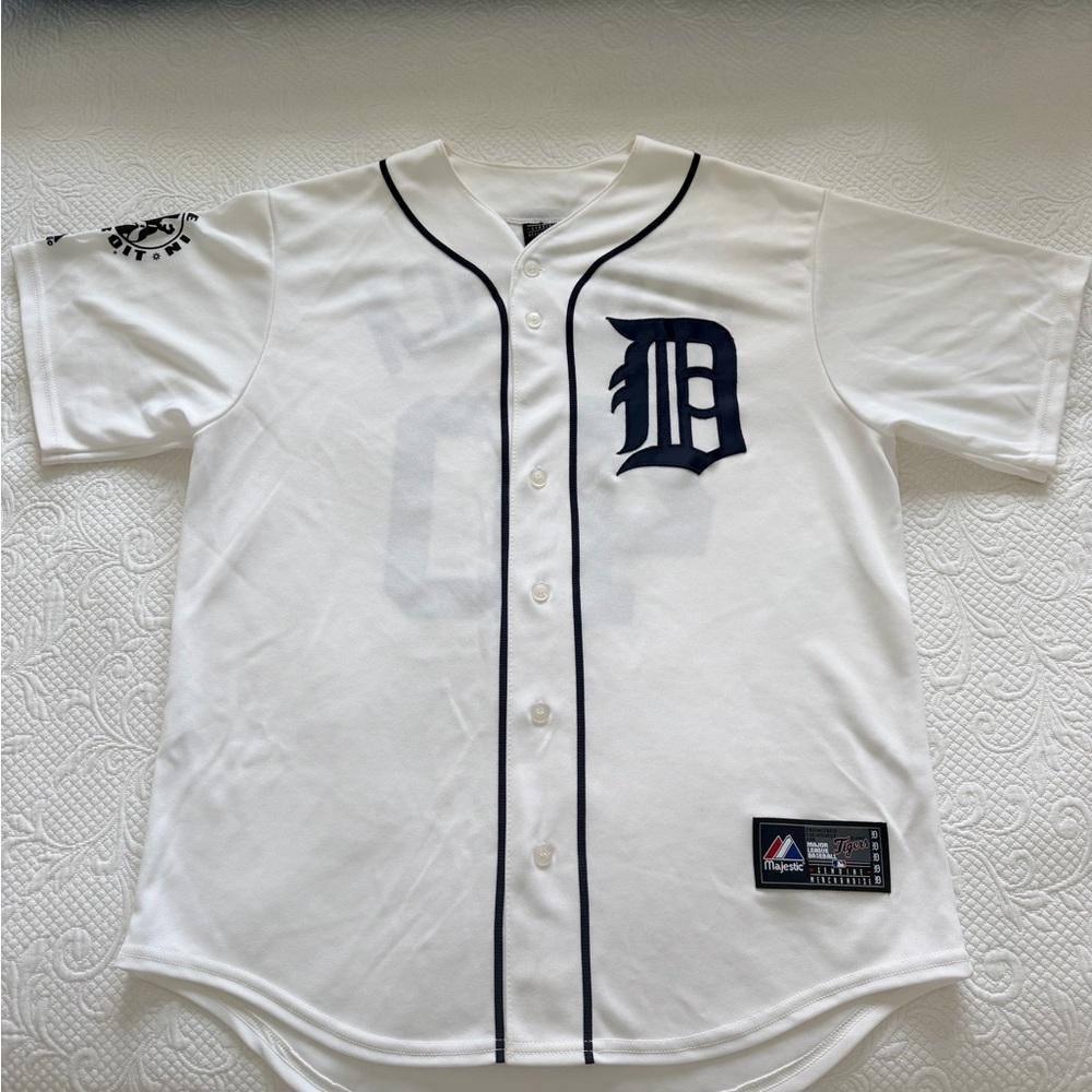 Majestic White Detroit Tigers Kid Rock Authentic Baseball Jersey with Navy Trim